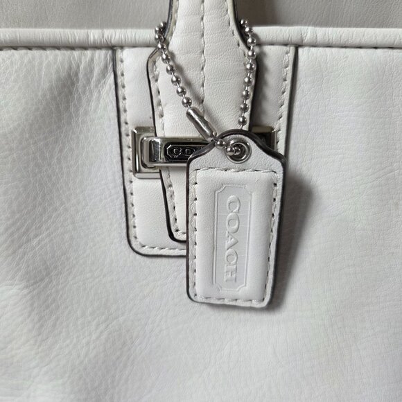 Coach Purse White Gray Mixed Exotic Leather Snakeskin Taylor Satchel F23303 - Picture 4 of 16